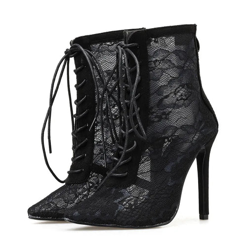 Lace Stiletto Ankle Boots
