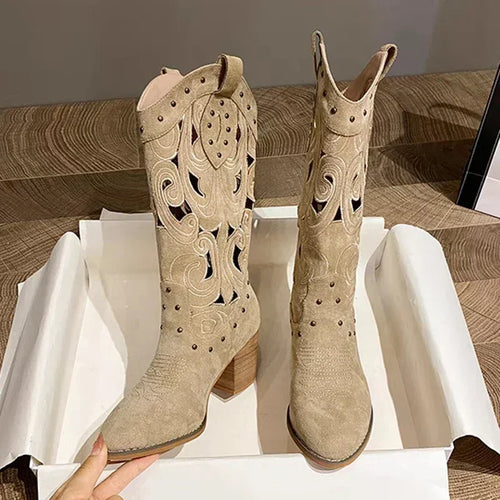 Women's Hollow Cutout Western Boots