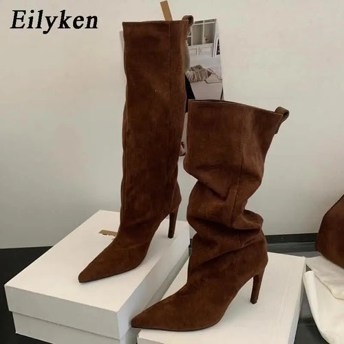 Pointed Stiletto Knee High Boots