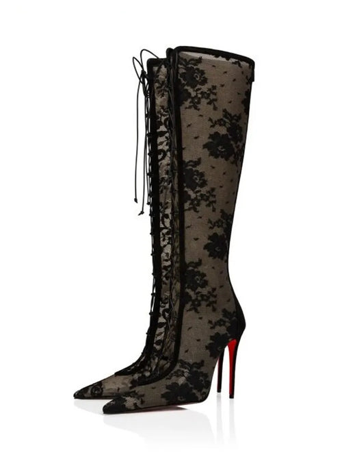 Sheer Floral Lace Boots