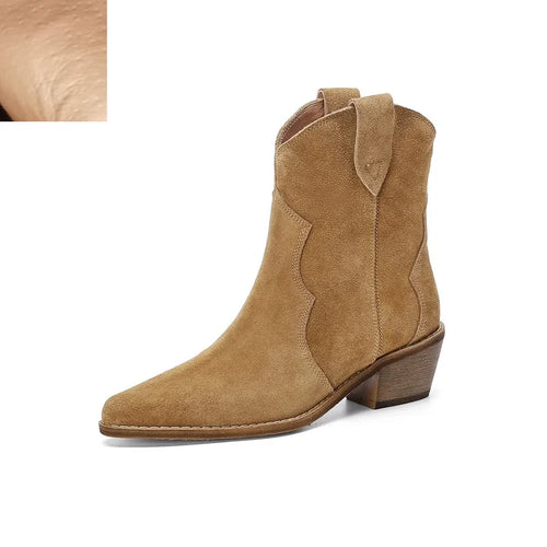Western Suede Ankle Boots